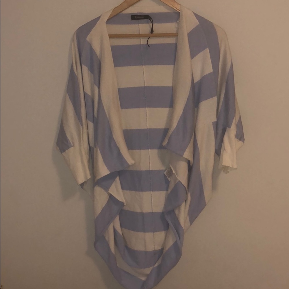 B. Young Blue & White Shrug Cardigan